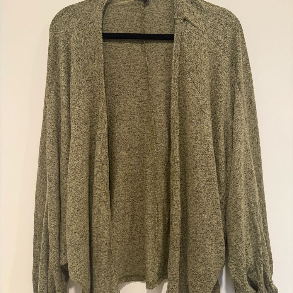 Bobeau Olive Green Open Front Cardigan